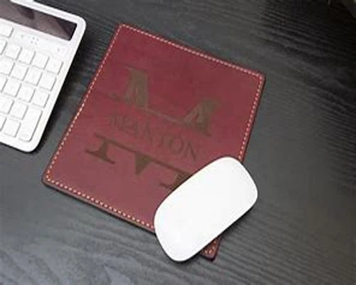 Laser marking on cotton/leather pad