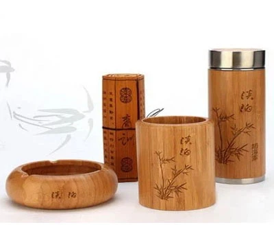 Laser engraving on bamboo bootles Laser engraving on bamboo bootles